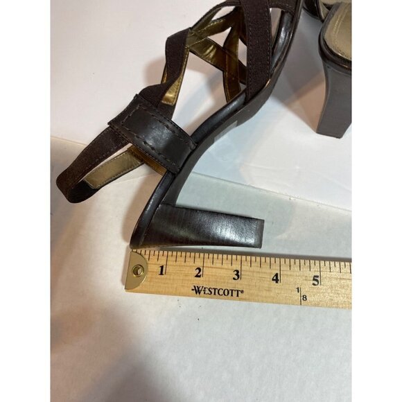 Nickels Soft Dark Brown Fabric Strappy Sling Back Sandals Size 8 1/2 - Picture 5 of 7